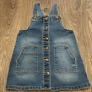 Wonder Nation Denim Button-Front Kids Overall Dress